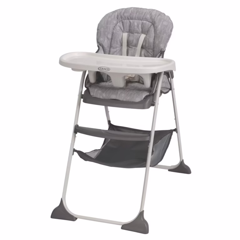 Graco Slim Snacker High Chair with one-hand fold and adjustable recline in Whisk color