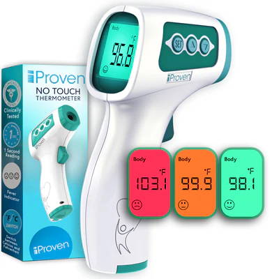 iProven NCT-978 contactless forehead thermometer with digital display and fever alarm